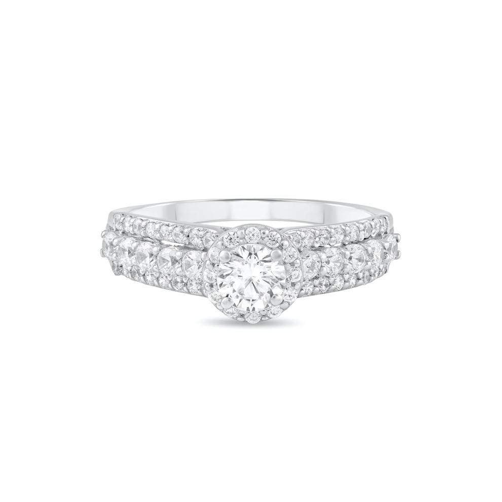 Diamond Round Center Multi-Row Engagement Ring in 10K White Gold (1 ct. tw.) – Image 1 of 4