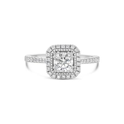 Diamond Round Center Halo Engagement Ring in 14K White Gold (3/4 ct. tw.)