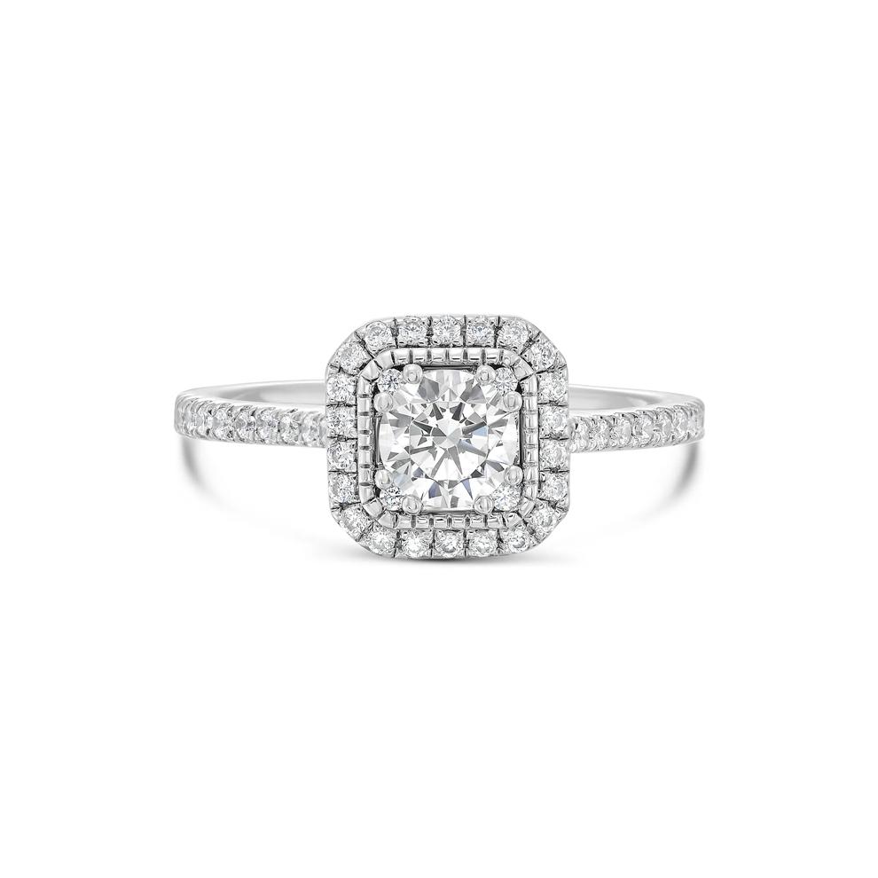Diamond Round Center Halo Engagement Ring in 14K White Gold (3/4 ct. tw.) – Image 1 of 4