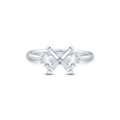 Lab Grown Diamond Heart-Shaped Side Stone Semi-Mount Engagement Ring in 14K White Gold (5/8 ct. tw.) (Setting Only)