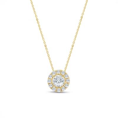 Lab Grown Diamond Halo Pendant in 14K Gold