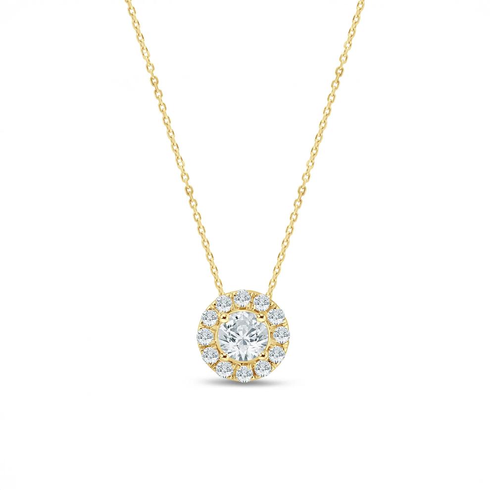Lab Grown Diamond Halo Pendant in 14K Yellow Gold (1/2 ct. tw.) – Image 1 of 3