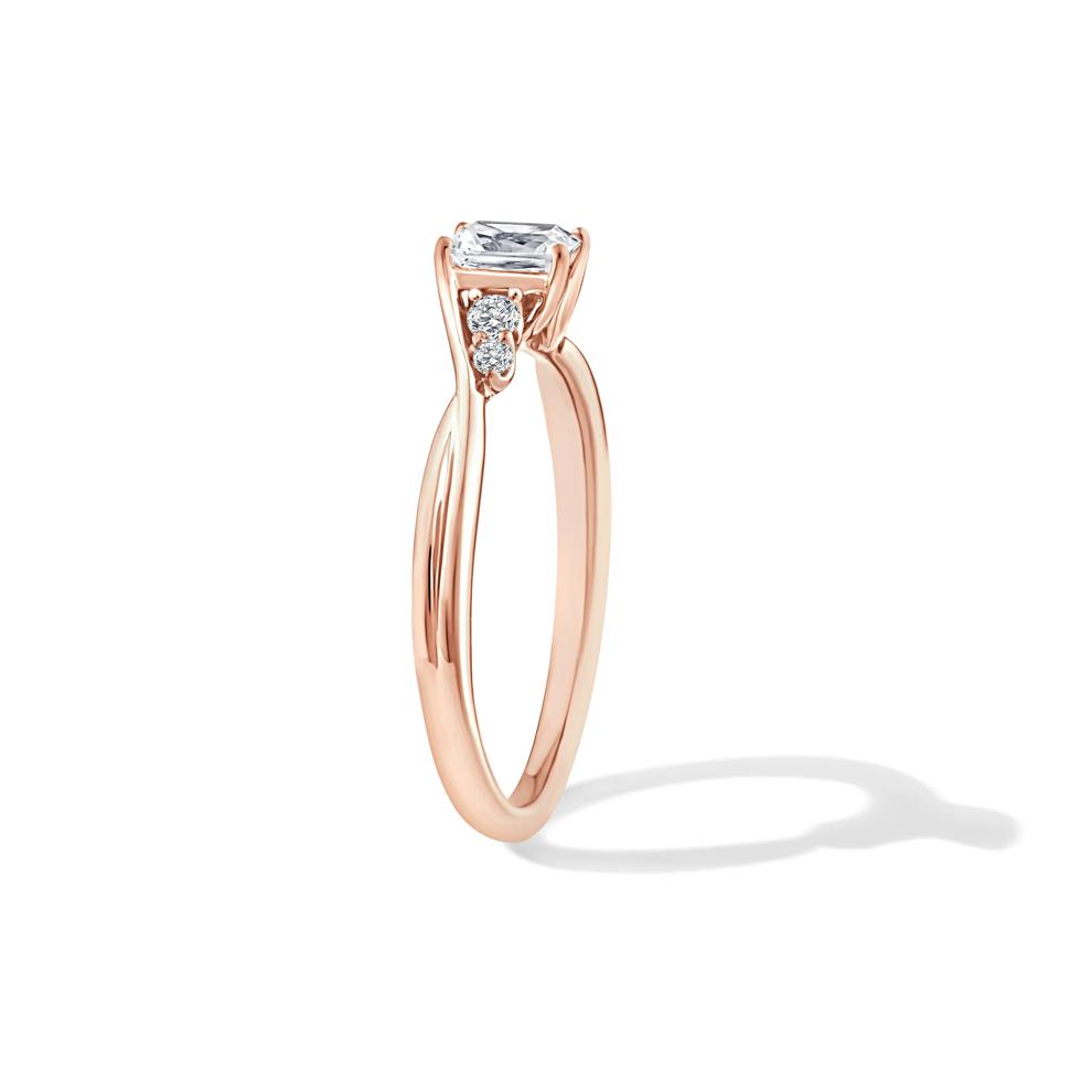 Lab Grown Diamond Radiant Center Twist Shank Promise Ring in 10K Rose Gold (1/2 ct. tw.) – Image 3 of 4