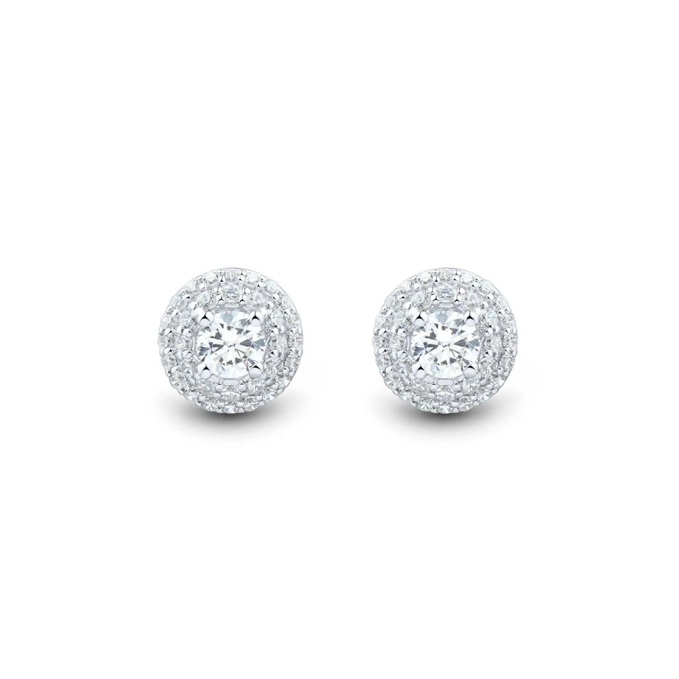 Lab Grown Diamond Double Halo Earrings in 14K White Gold (1 ct. tw.) – Image 2 of 2