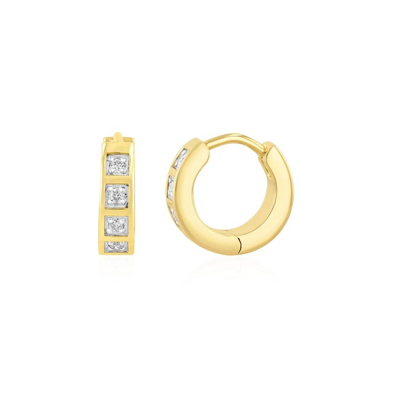 Men&#39;s Diamond Huggie Earrings in Vermeil, 4MM &#40;1/7 ct. tw.&#41; – Image 2 of 4