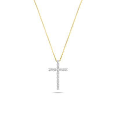 Lab Grown Diamond Cross Necklace in 10K Yellow Gold (1 ct. tw.)