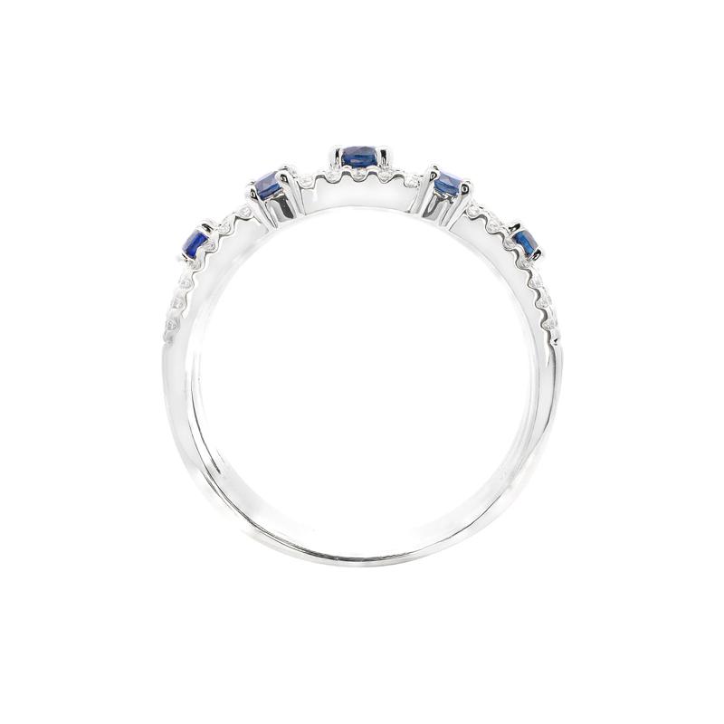 Blue Sapphire &amp; Diamond Three-Layer Ring in 10K White Gold &#40;1/3 ct. tw.&#41; – Image 2 of 4