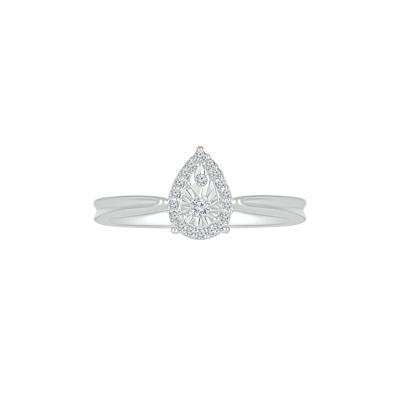 Pear-Shaped Promise Ring with Diamond Halo in Sterling Silver (1/10 ct. tw.)