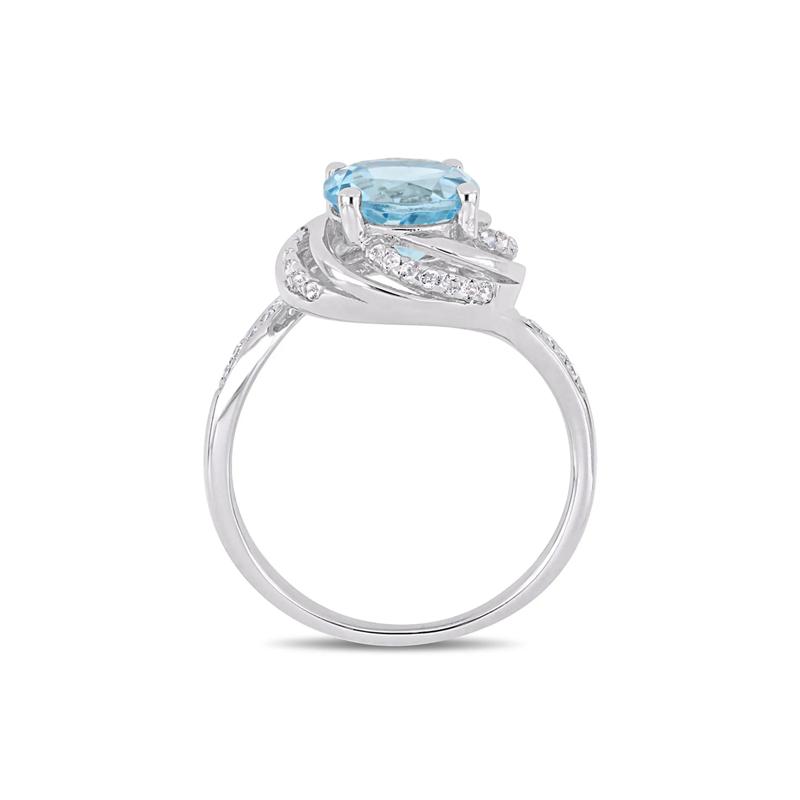 Blue &amp; White Topaz &amp; Diamond Ring in Sterling Silver – Image 2 of 5