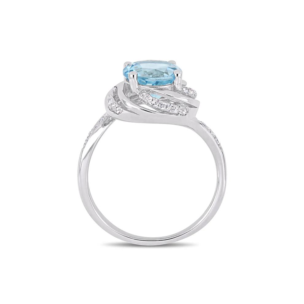 Blue &amp; White Topaz &amp; Diamond Ring in Sterling Silver – Image 2 of 5