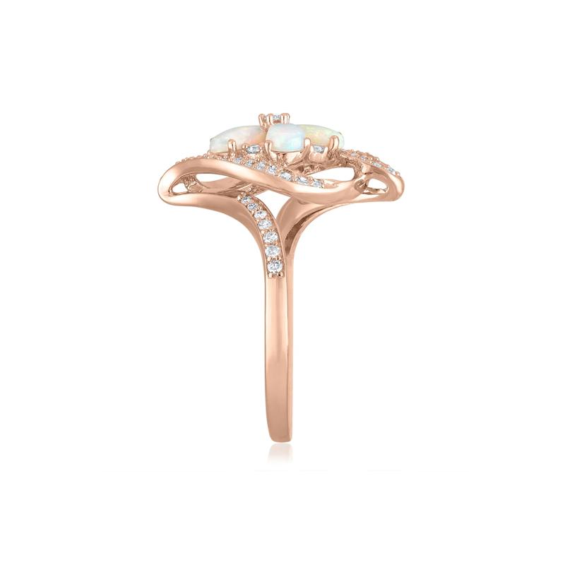 Opal and Diamond Flower Ring in 14K Rose Gold &#40;1/3 ct. tw.&#41; – Image 3 of 3