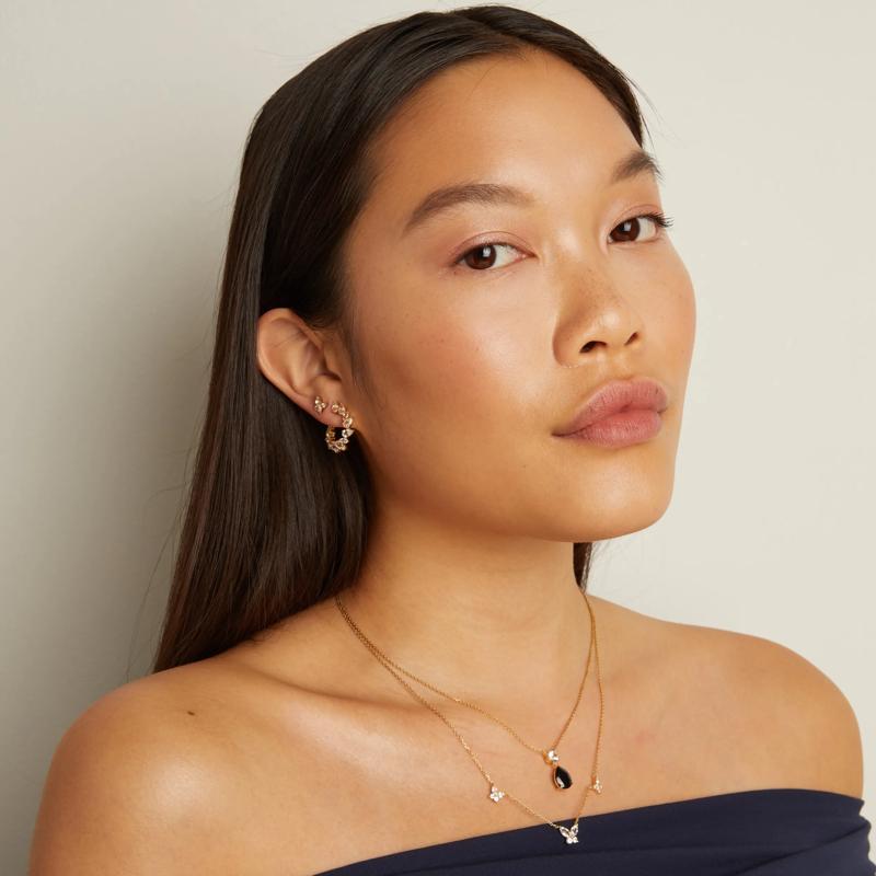 Lab-Created White Sapphire Wrap Hoops in Vermeil – Image 4 of 4