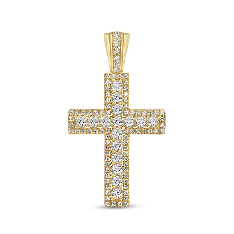 Men&#39;s Diamond Cross Pendant in 10K Yellow Gold &#40;3/4 ct. tw.&#41; – Image 1 of 4