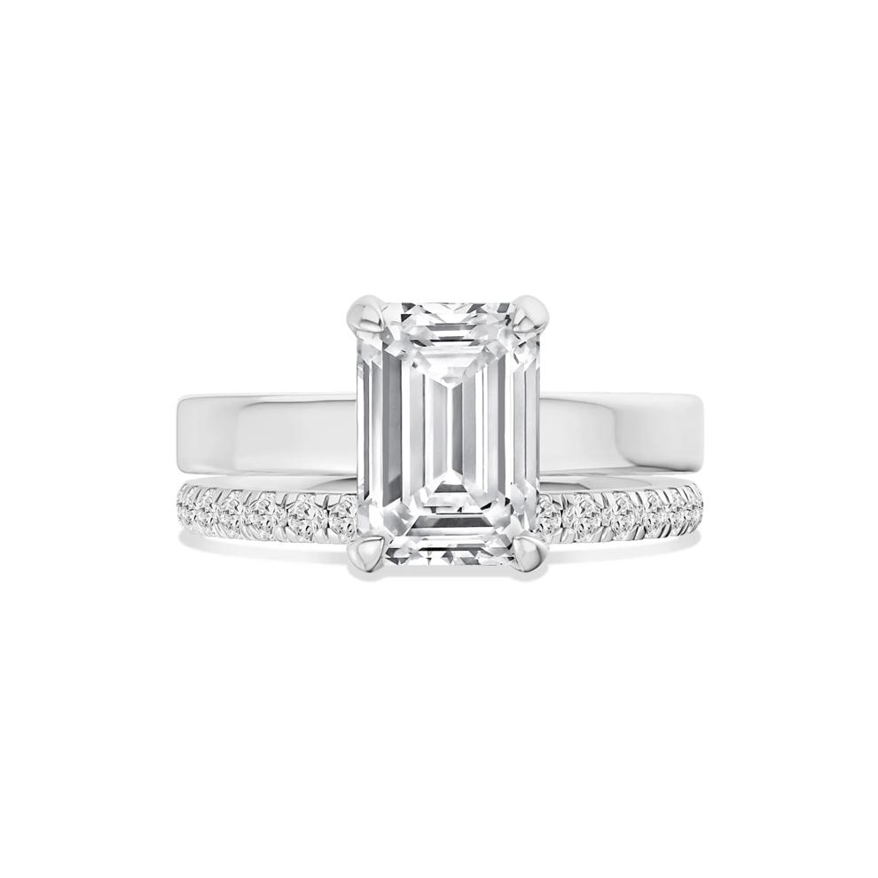 Lab Grown Diamond Emerald-Cut Center Engagement Set in 14K White Gold (4 ct. tw.) – Image 1 of 6
