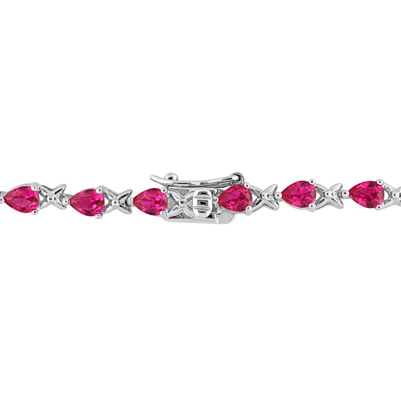 Lab-Created Ruby Link Bracelet in Sterling Silver, 7&rdquo; – Image 2 of 5