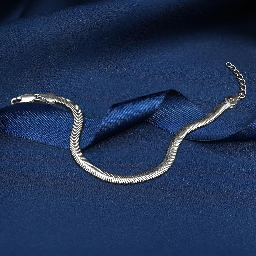 Snake Chain Bracelet in Sterling Silver, 7.5" – Image 2 of 3