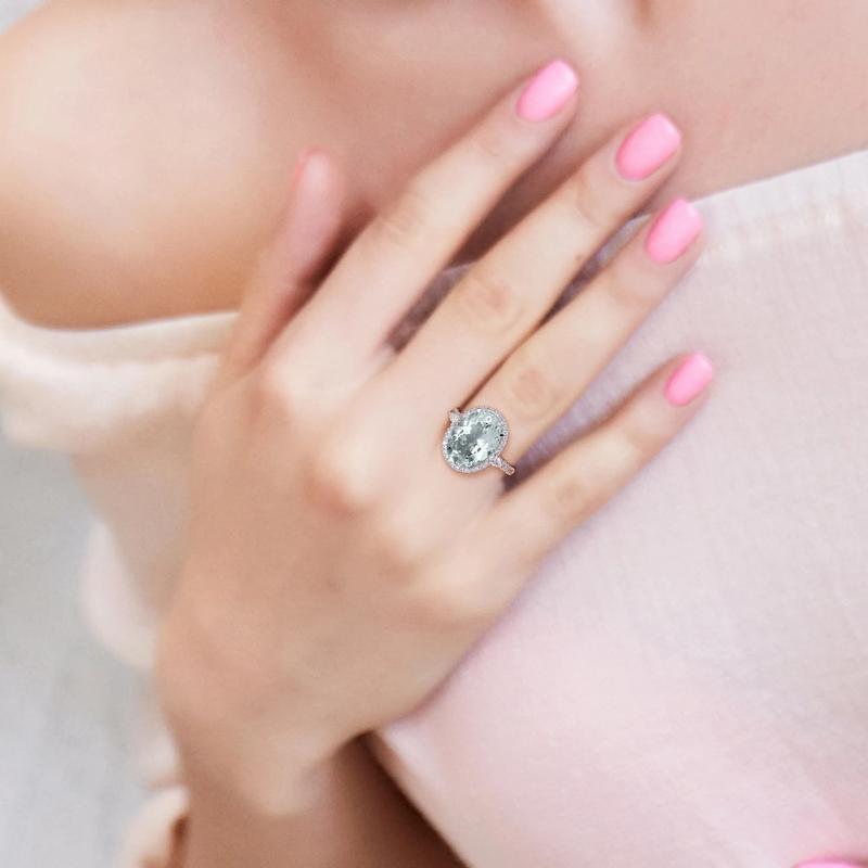 Aquamarine and Diamond Ring in 14K White Gold &#40;1/2 ct. tw.&#41; – Image 5 of 7