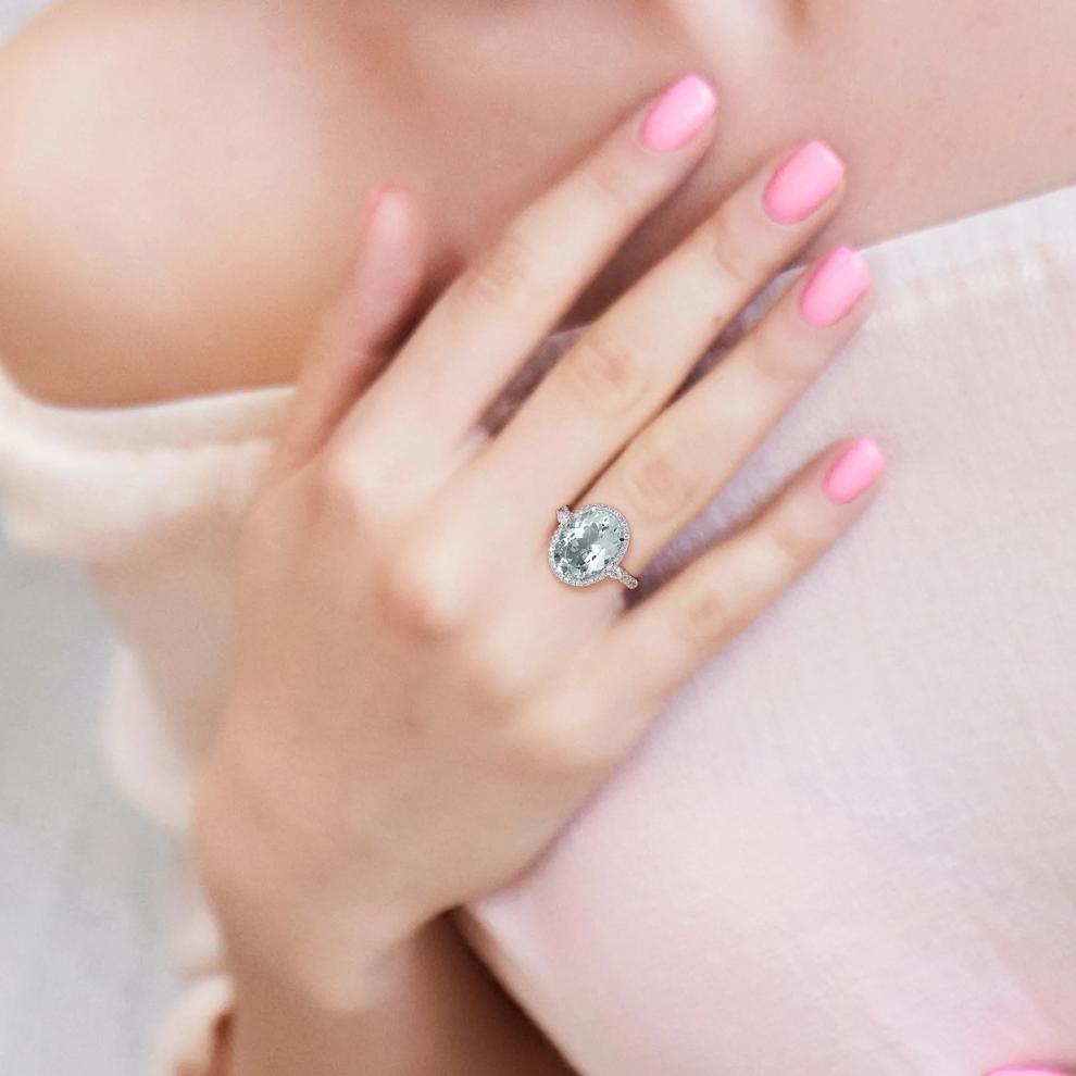 Aquamarine and Diamond Ring in 14K White Gold (1/2 ct. tw.) – Image 5 of 7