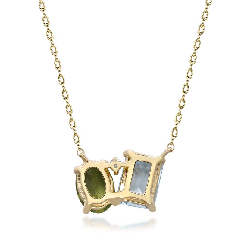 Toi et Moi Multi-Gemstone Necklace in 10K Yellow Gold – Image 3 of 3