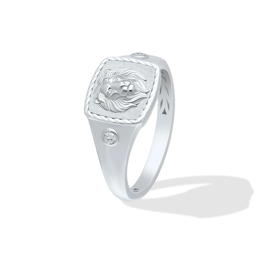 Men's Diamond Accent Lion's Head Ring in Sterling Silver – Image 4 of 4