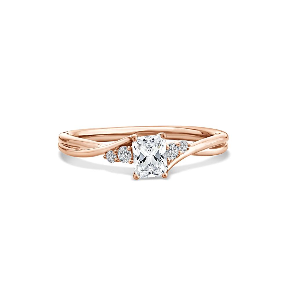 Lab Grown Diamond Radiant Center Twist Shank Promise Ring in 10K Rose Gold (1/2 ct. tw.) – Image 1 of 4