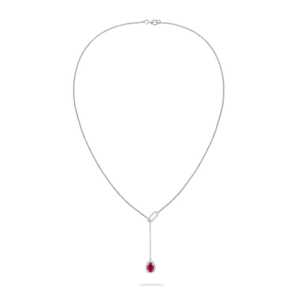 Lab-Created Ruby &amp; Lab-Created White Sapphire Lariat Necklace in Sterling Silver – Image 4 of 4