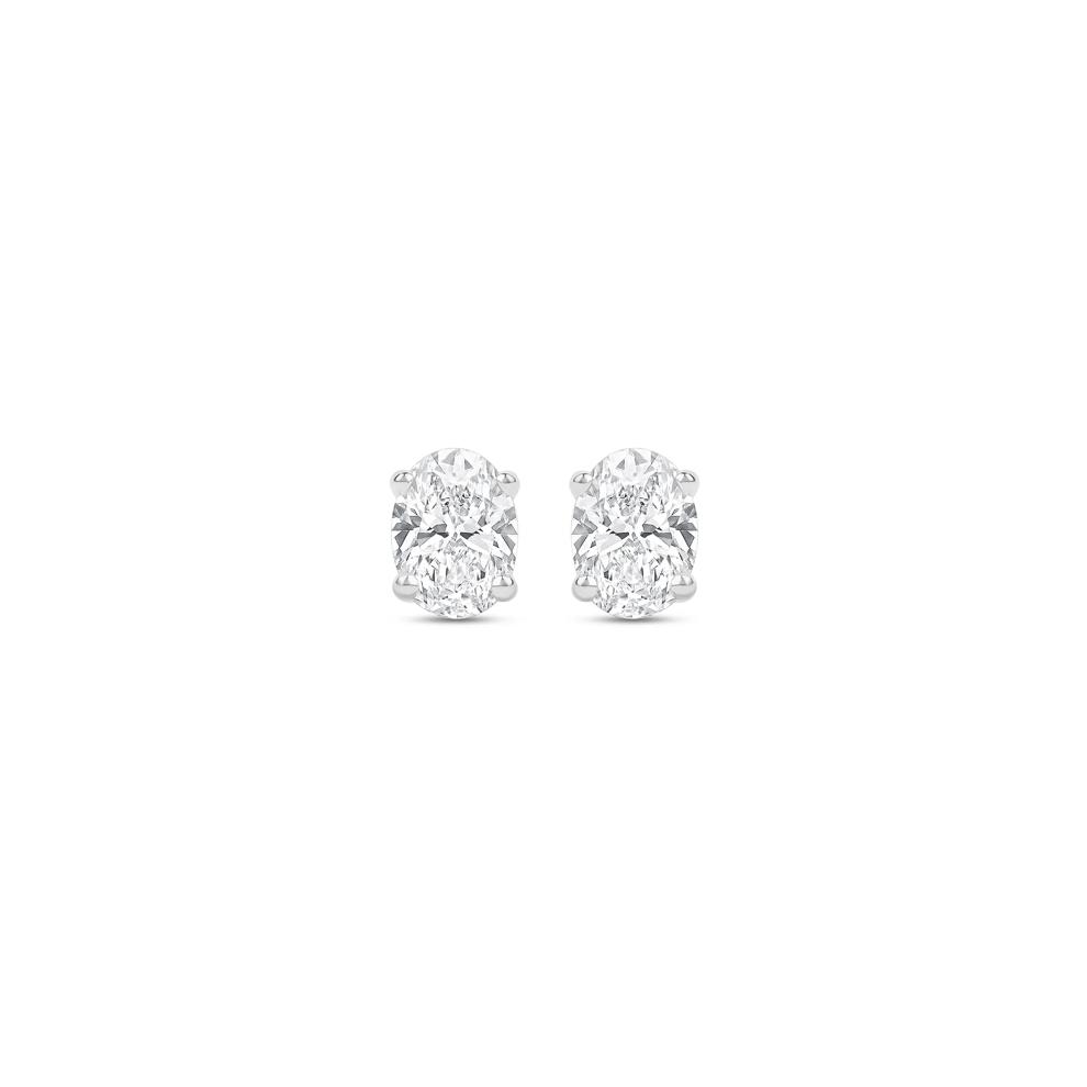 Lab Grown Diamond Oval-Shaped Solitaire Stud Earrings in 14K White Gold (1/3 ct. tw.) – Image 2 of 3