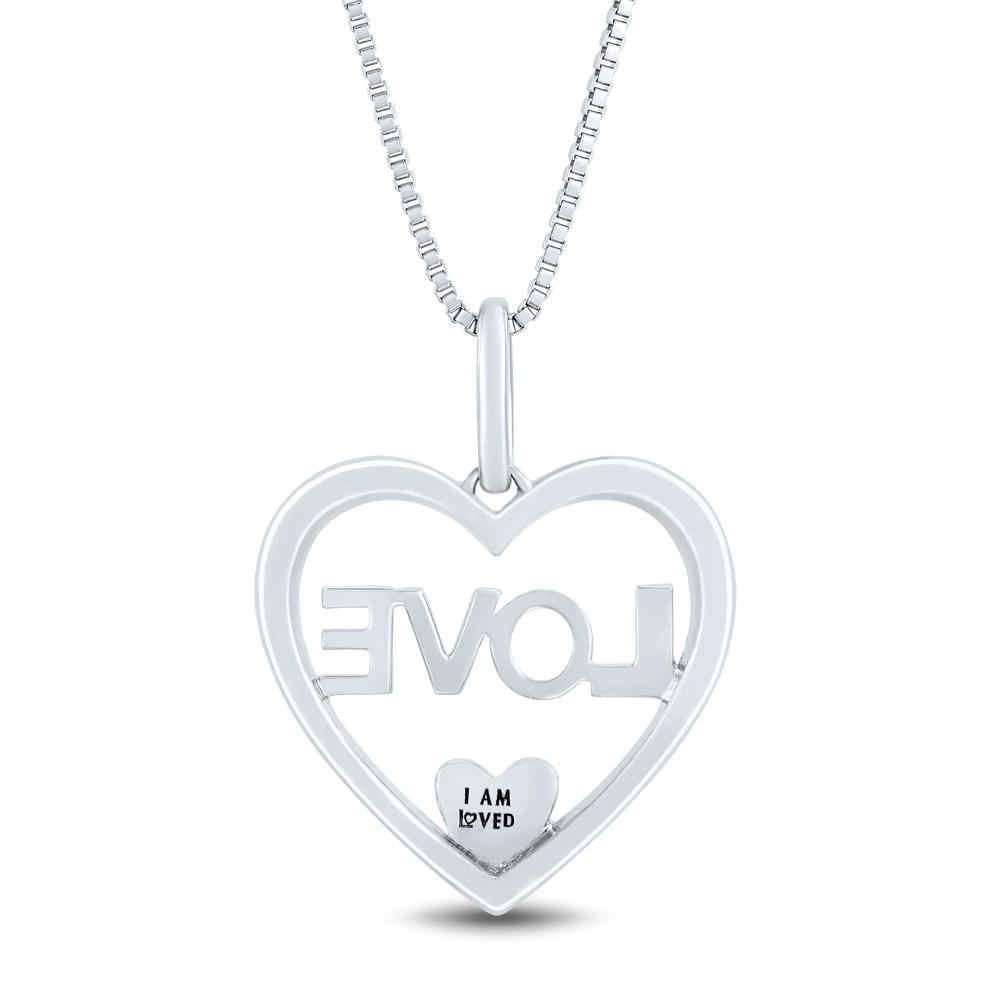 Love Heart Pendant with Diamond Accents in Sterling Silver and 14K Rose Gold – Image 4 of 4
