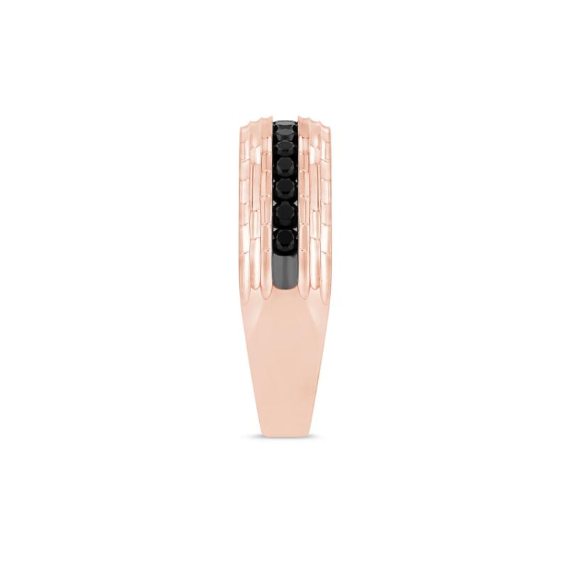 Men&#39;s Black Diamond Band in 10K Rose Gold &#40;1/2 ct. tw.&#41; – Image 3 of 3