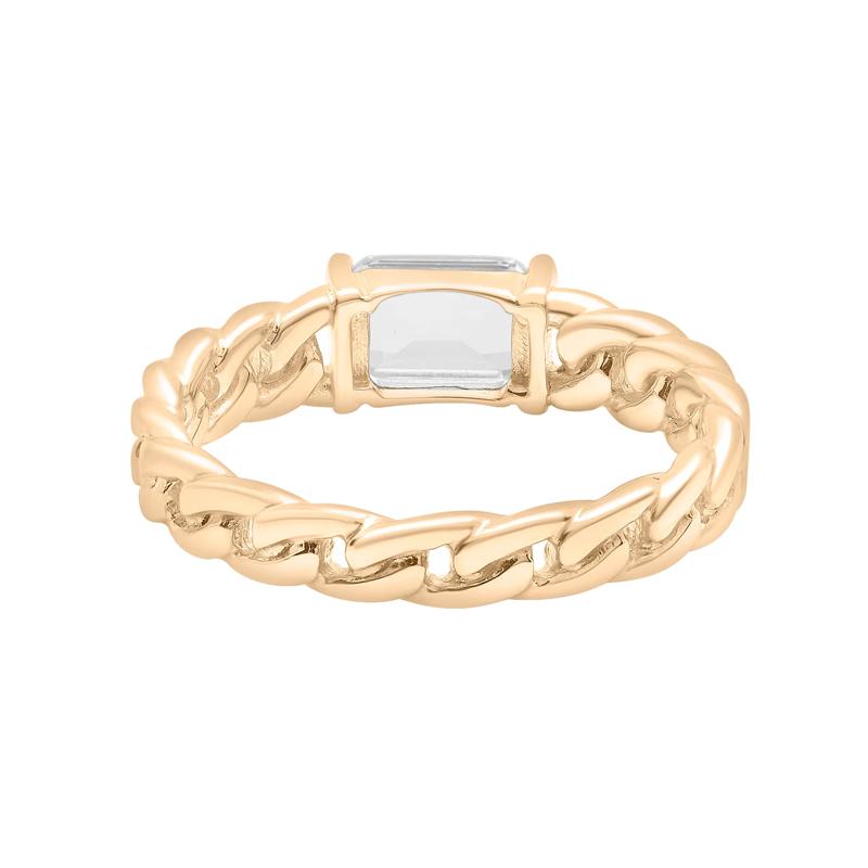 Lab-Created White Sapphire Curb Link Ring in Vermeil – Image 4 of 5
