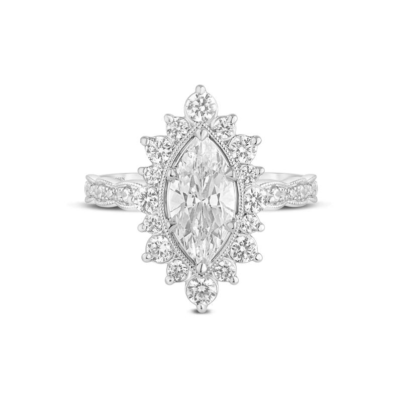 Lab Grown Diamond Marquise-Shaped Halo Engagement Ring in 14K White Gold &#40;2 1/3 ct. tw.&#41; – Image 1 of 3