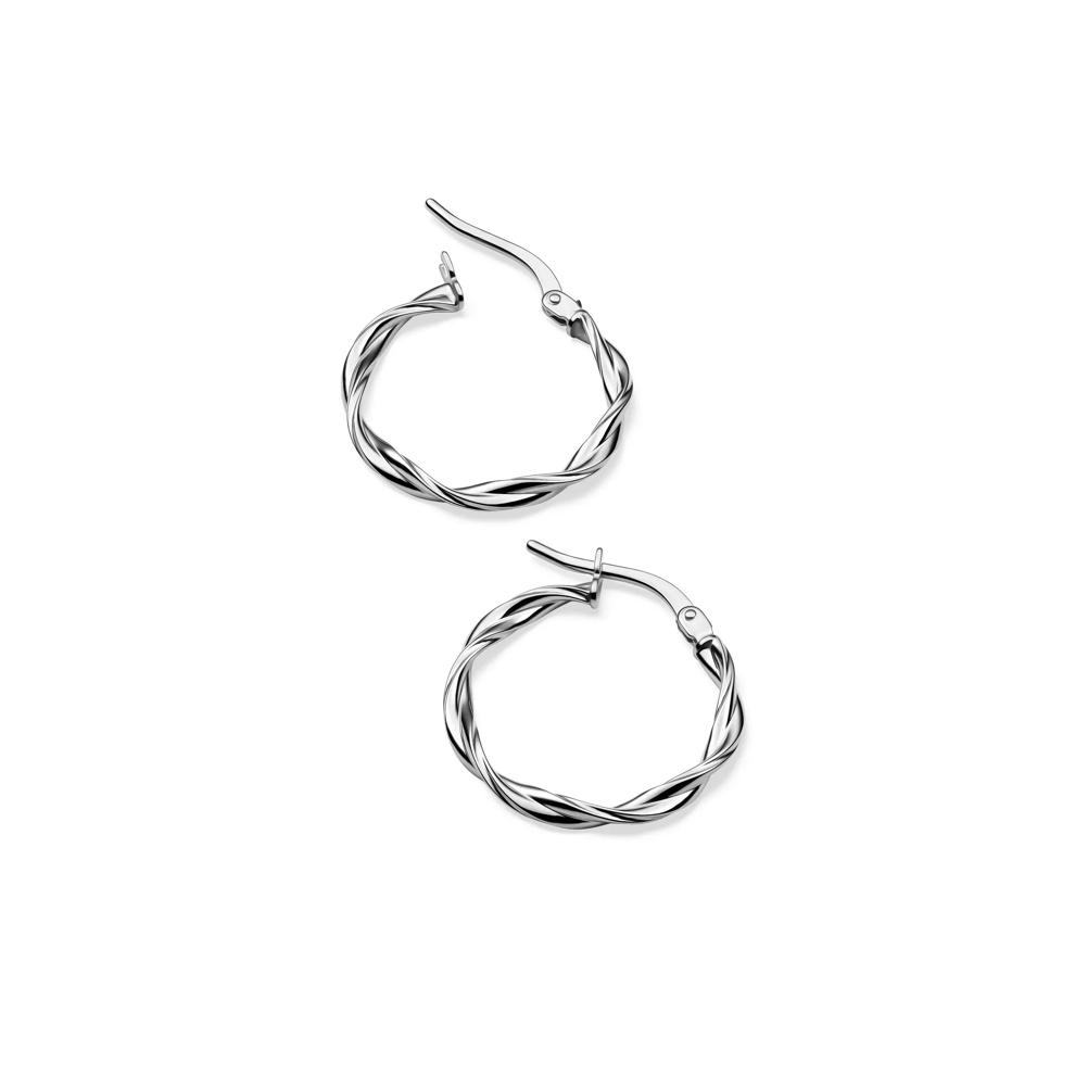 Round Polished Twist Hoops in 14K White Gold – Image 2 of 2