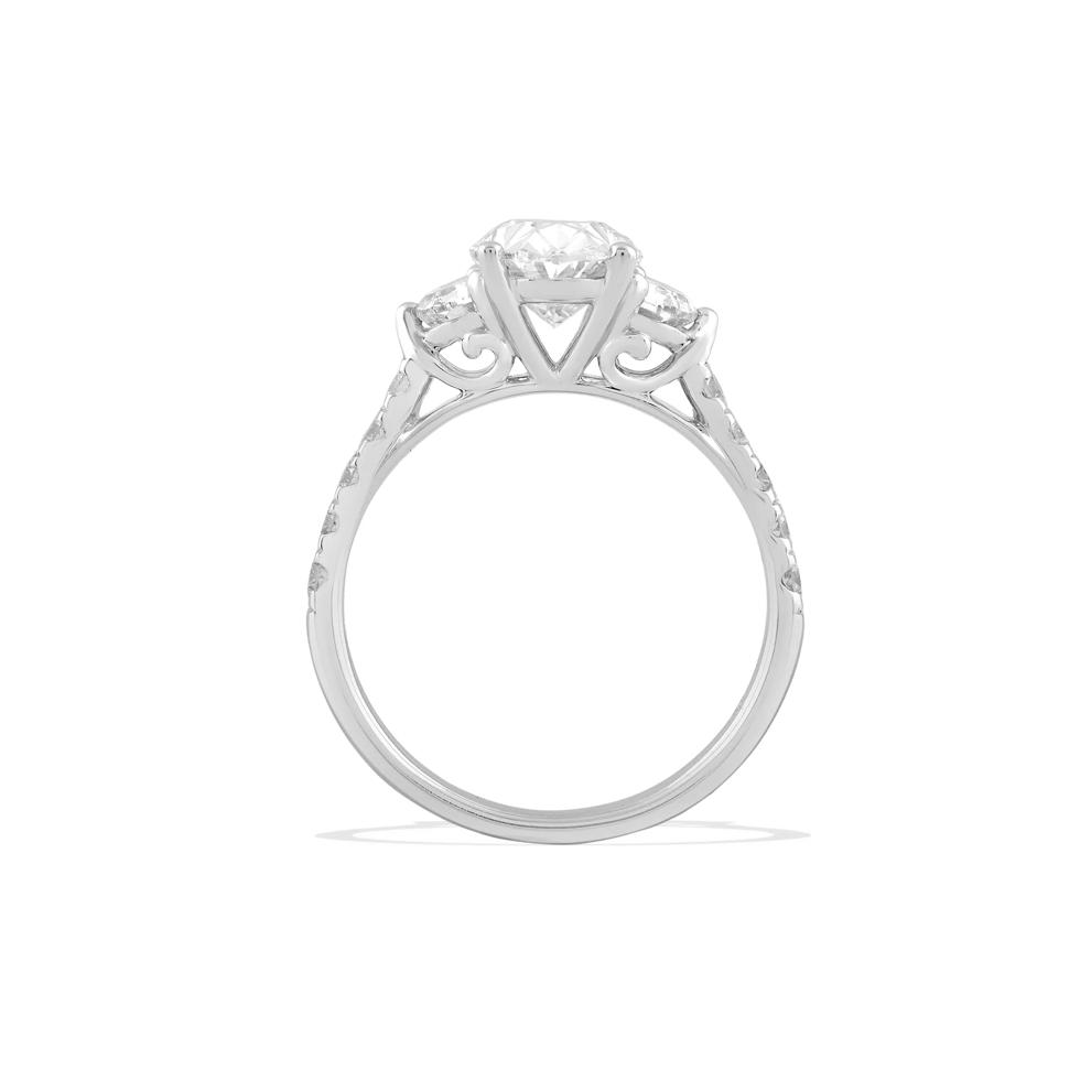 Lab Grown Diamond Oval Center Three-Stone Engagement Ring in 14K White Gold (3 ct. tw.) – Image 2 of 4