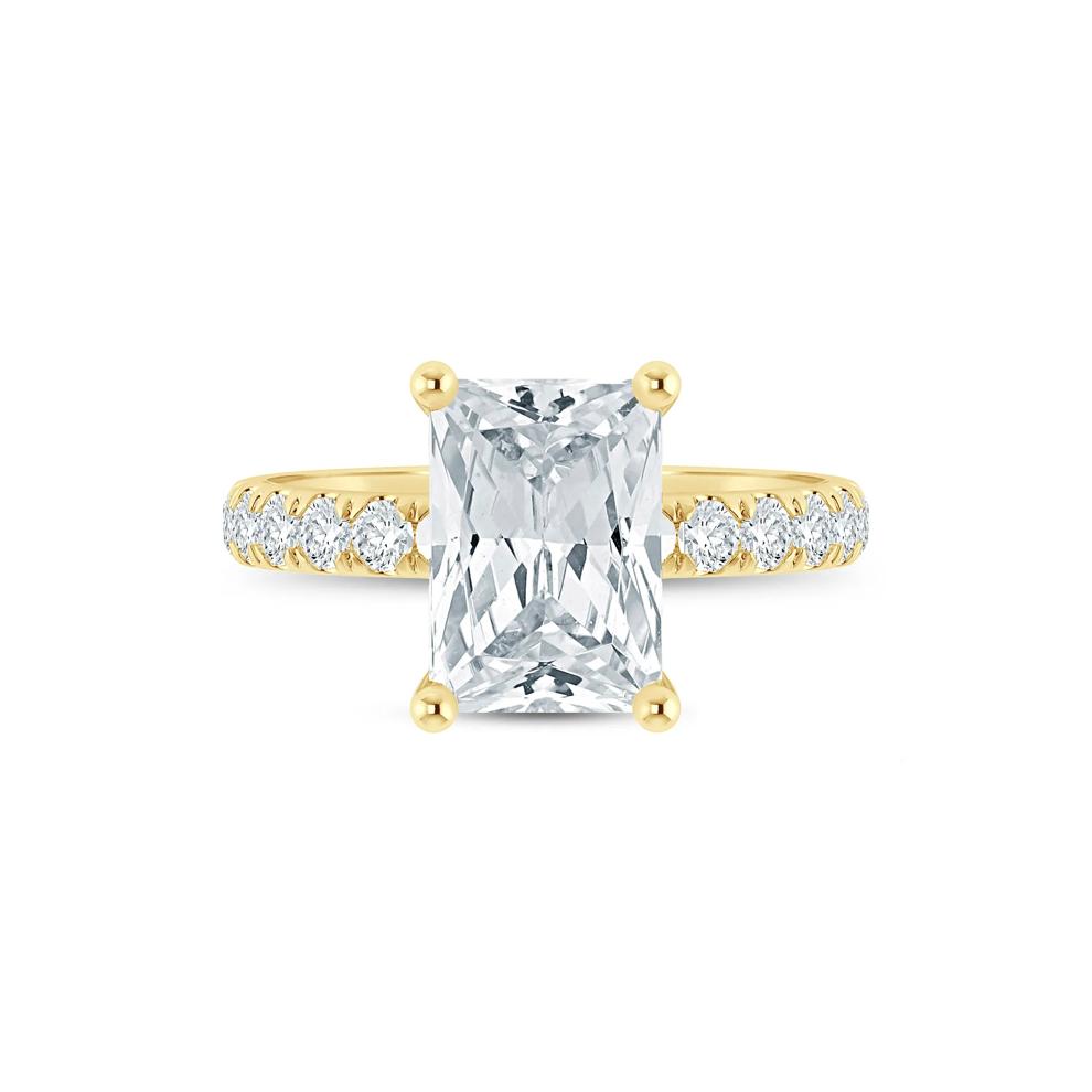 Lab Grown Diamond Radiant-Cut Engagement Ring in 14K Yellow Gold (4 1/2 ct. tw.) – Image 1 of 3