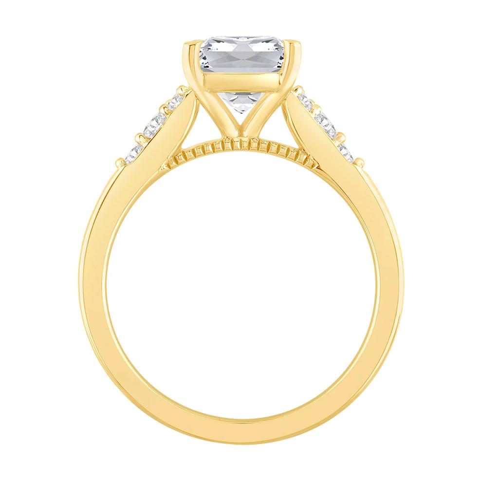 Lab Grown Diamond Elongated Cushion Engagement Ring in 14K Yellow Gold (3 1/4 ct. tw.) – Image 2 of 4