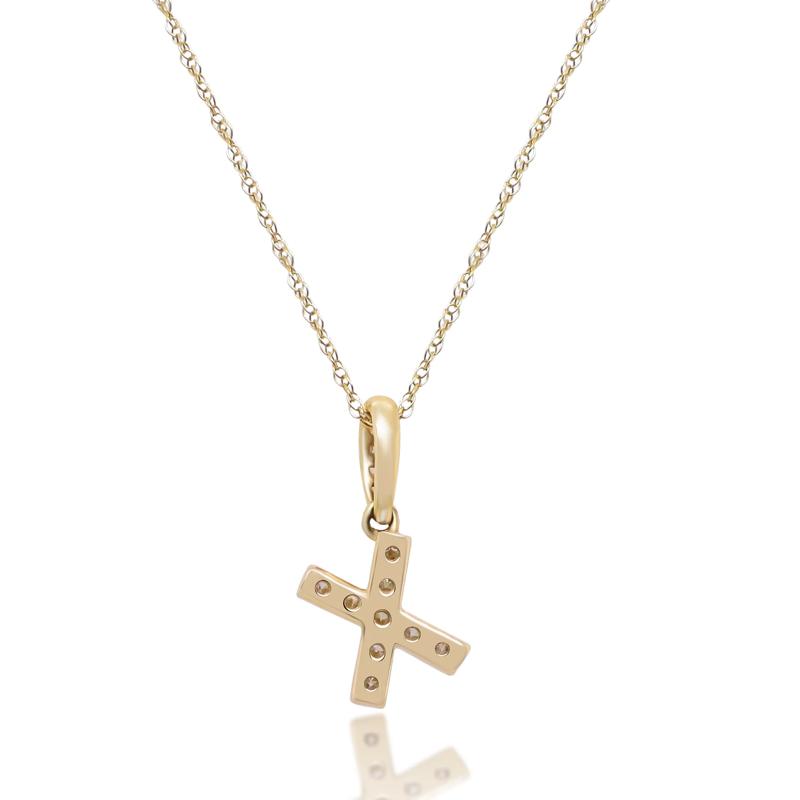 Diamond X Initial Pendant in 10K Yellow Gold &#40;1/10 ct. tw.&#41;  – Image 4 of 4