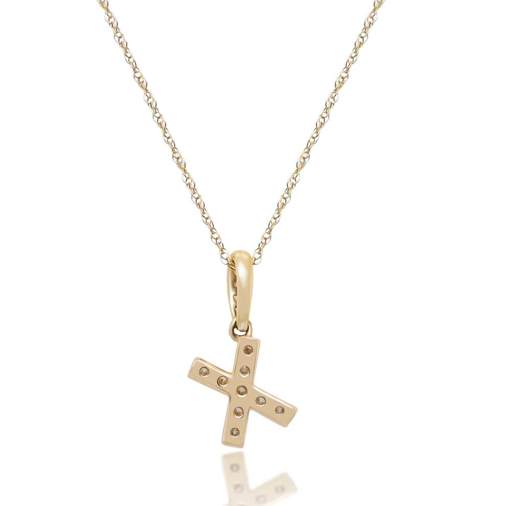 Diamond X Initial Pendant in 10K Yellow Gold (1/10 ct. tw.)  – Image 4 of 4