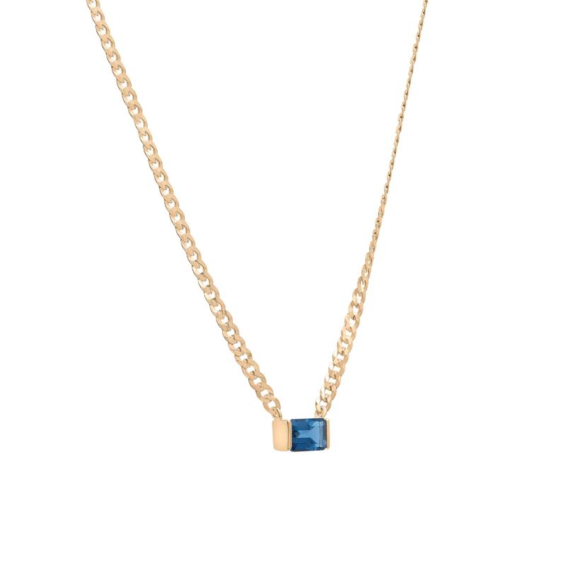 London Blue Topaz Cuban Link Necklace in Vermeil – Image 2 of 4