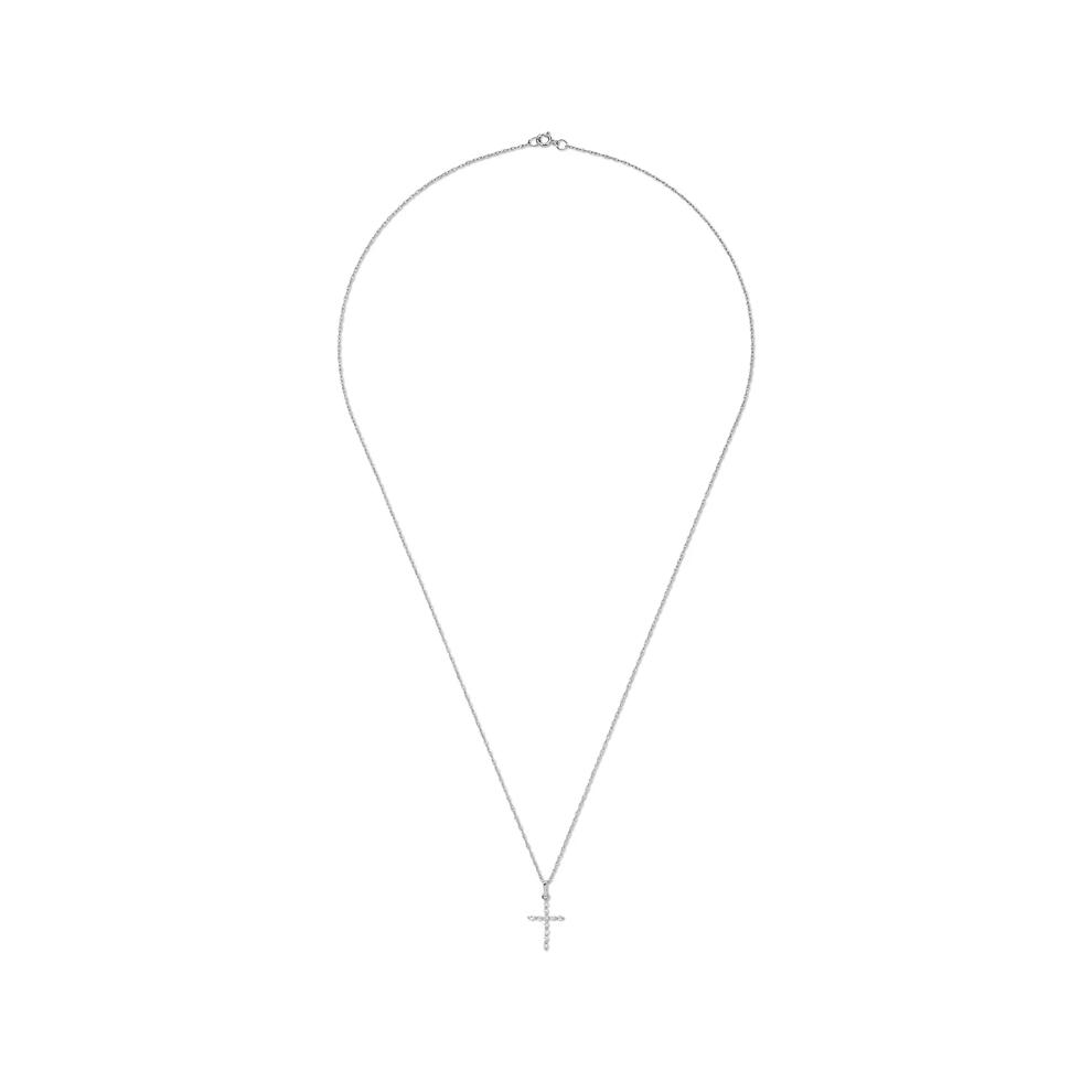 Diamond Cross Pendant in 10K White Gold (1/10 ct. tw.) – Image 3 of 4