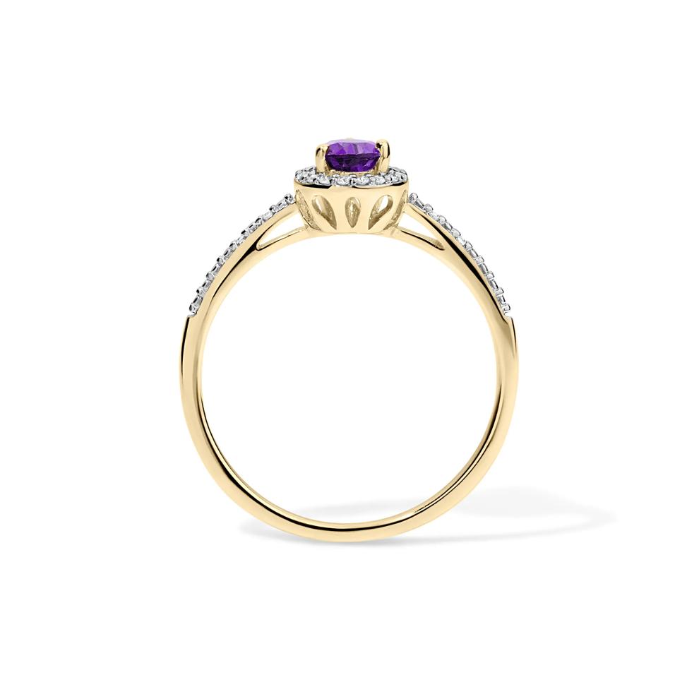 Purple Amethyst &amp; Diamond Accent Halo Ring in 10K Yellow Gold – Image 2 of 4