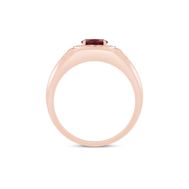 Men's Garnet and Diamond Band in 10K Rose Gold (1/4 ct. tw.)
 – Image 2 of 3