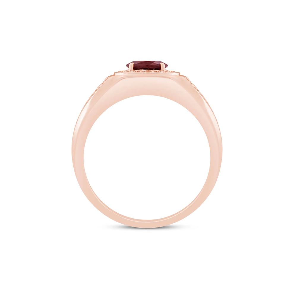 Men's Garnet and Diamond Band in 10K Rose Gold (1/4 ct. tw.)
 – Image 2 of 3