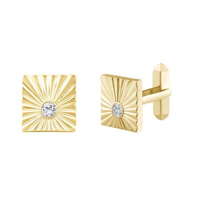 Men's Lab Grown Diamond Square Diamond-Cut Cufflinks in Vermeil (1/2 ct. tw.)