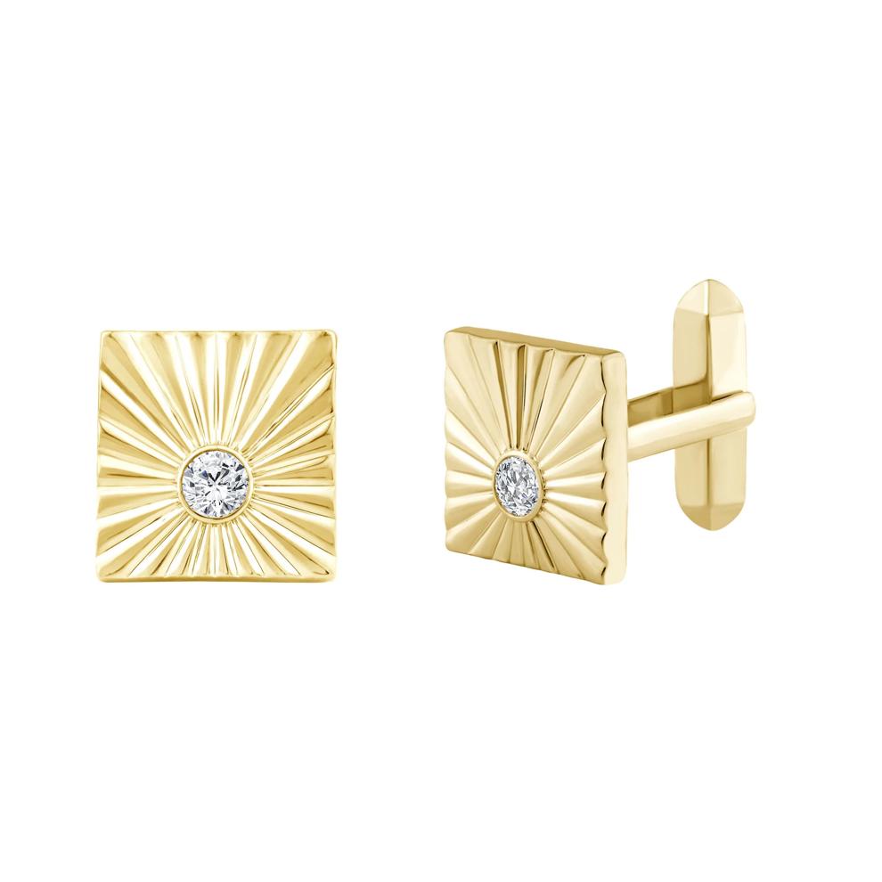 Men's Lab Grown Diamond Square Diamond-Cut Cufflinks in Vermeil (1/2 ct. tw.) – Image 1 of 2