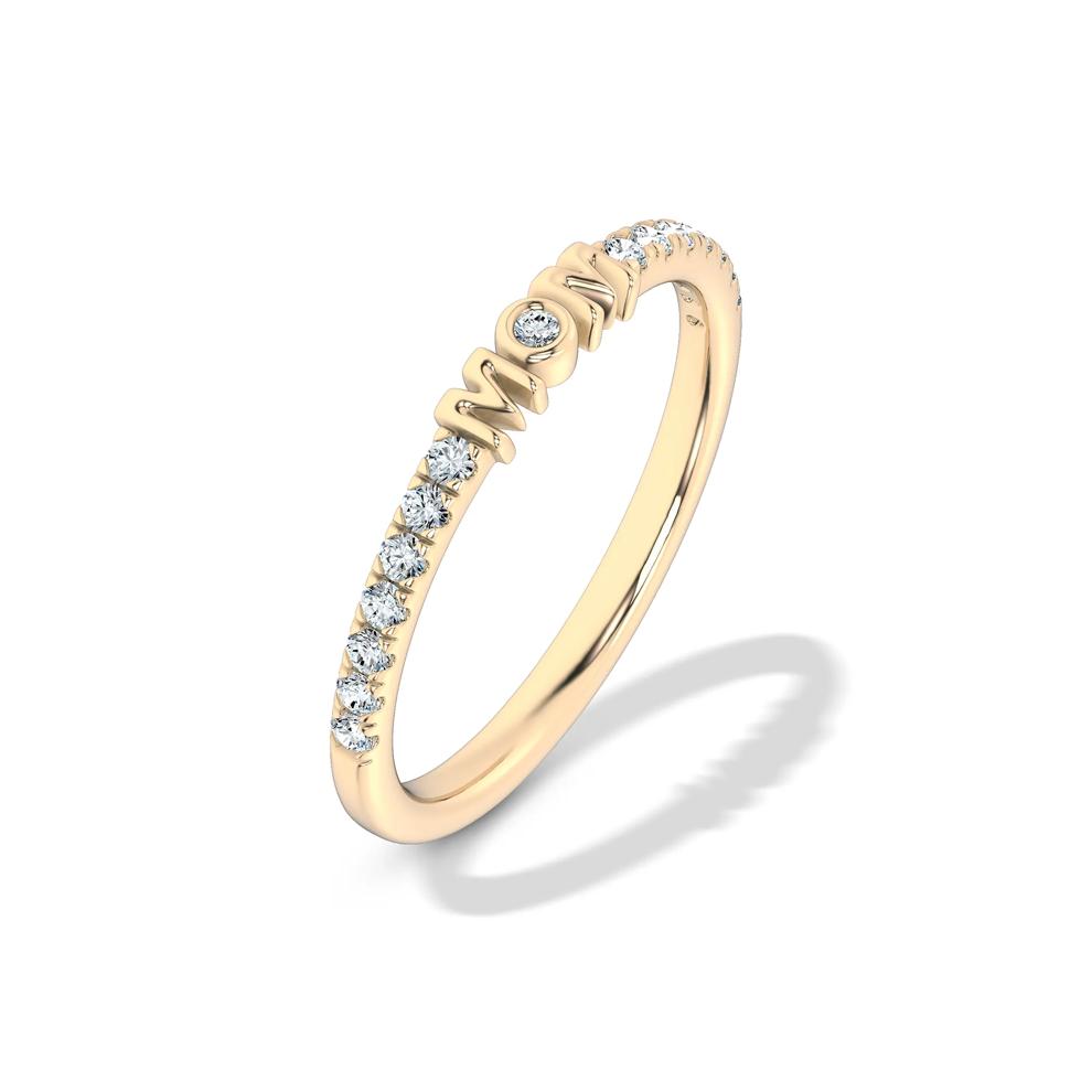 Diamond "Mom" Stack Band in 10K Yellow Gold (1/7 ct. tw.) – Image 4 of 4