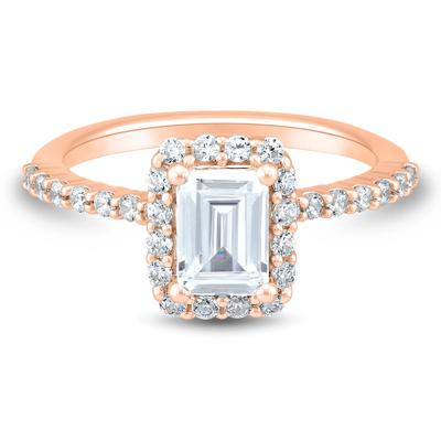 Lab Grown Diamond Emerald-Cut Halo Engagement Ring in 14K Rose Gold (1 3/4 ct. tw.)