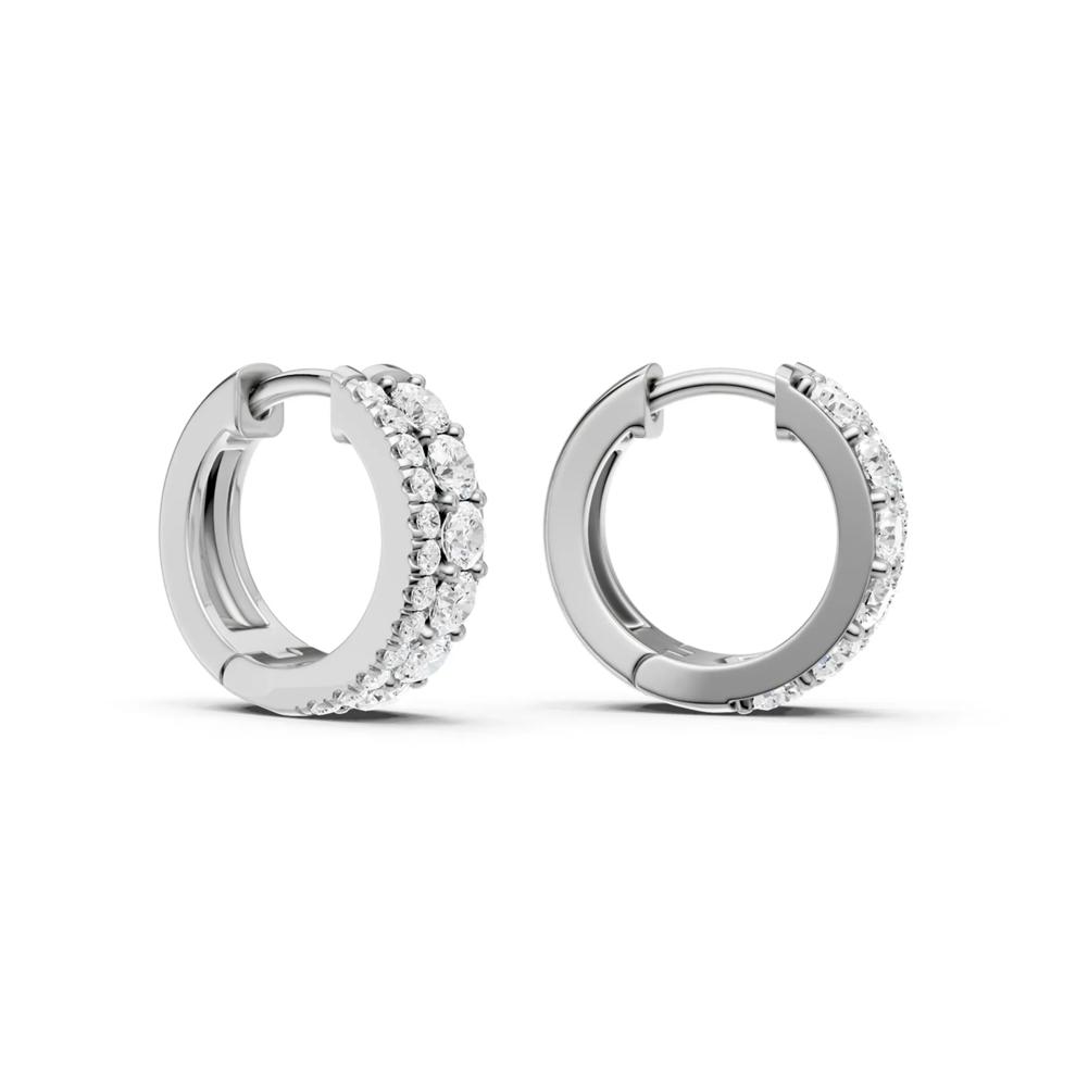Lab Grown Diamond Double Row Hoop Earrings in 10K White Gold (1 1/4 ct. tw.) – Image 2 of 4
