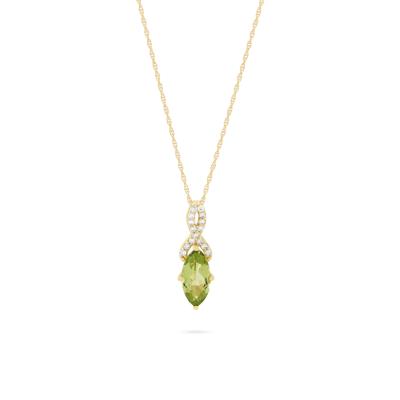Marquise Peridot & Diamond Drop Pendant in 10K Yellow Gold (1/10 ct. tw.)