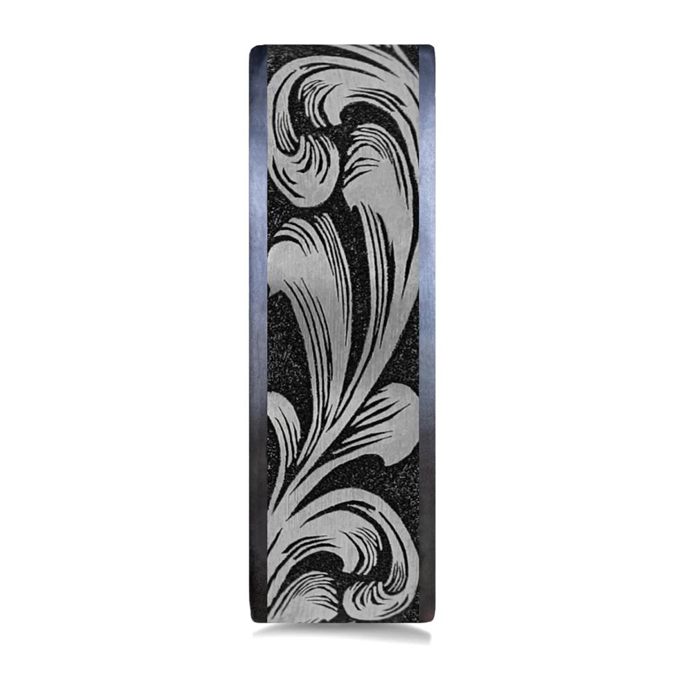 Men&rsquo;s Barrel Script Wedding Band in Titanium &amp; Tantalum, 7.5MM – Image 3 of 3