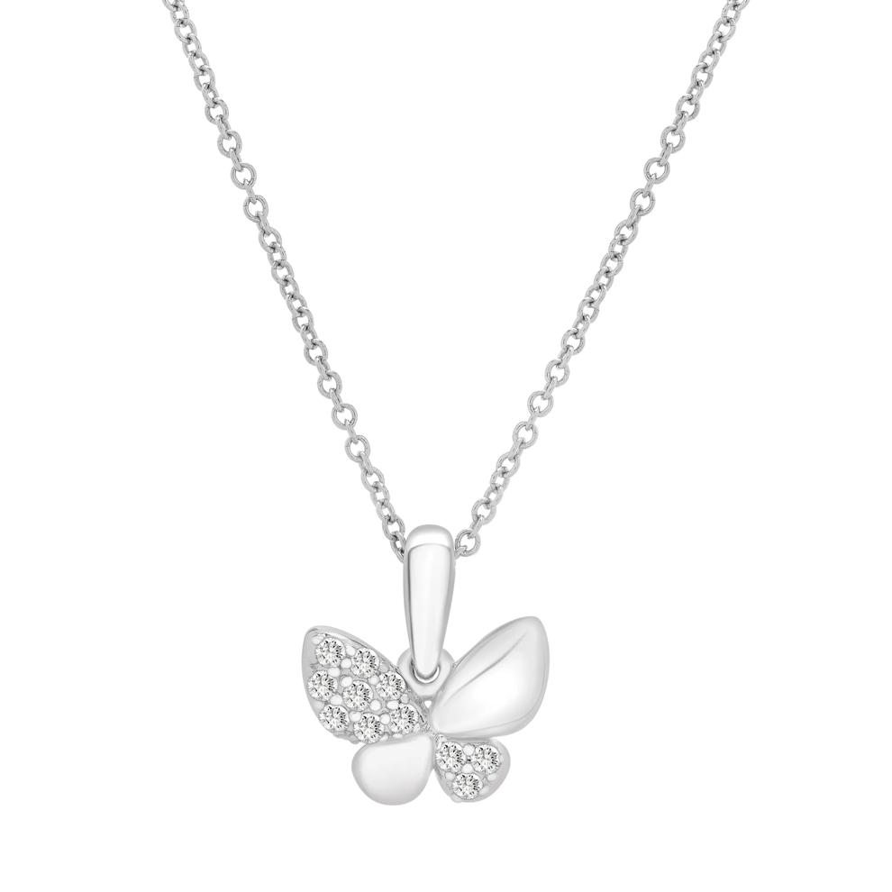 Diamond Butterfly Pendant in Sterling Silver (1/10 ct. tw.) – Image 1 of 4